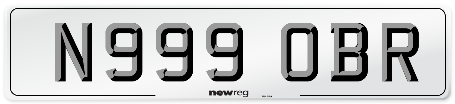 N999 OBR Number Plate from New Reg
